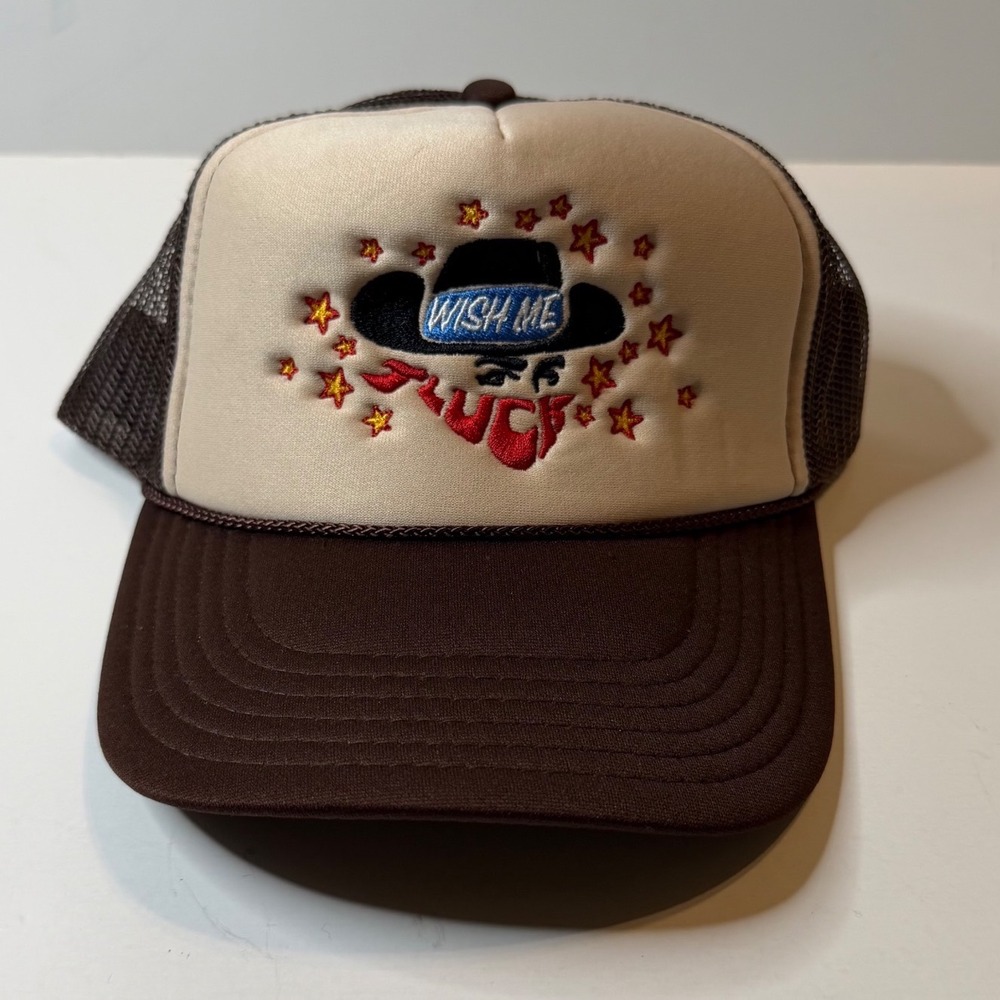 Wish Me Luck Los Angeles Cowboy Trucker Hat Brown Cream Otto Snapback Cap